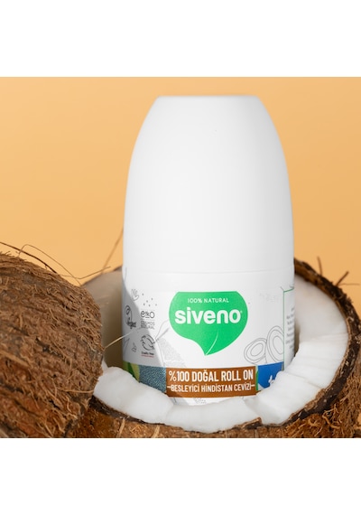 Siveno %100 Doğal Roll On Hindistan Cevizli Deodorant Ter Kokusu Önleyici Bitkisel Leke Bırakmayan Vegan 50 ML
