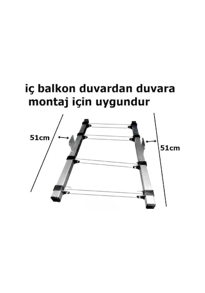Orta Askılı Balkon içi Makaralı Sabit Çamaşır Askısı Paslanmaz Alüminyum Makaralı İP HEDİYELİ-Acore Gümüş