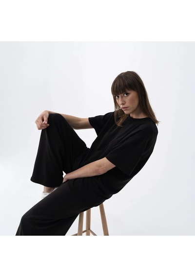 Qua Home Noa Kadın Modal Wide Leg Pantolon Siyah