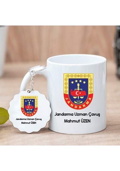 Jandarma Logolu Kupa Bardak Ve Anahtarlık