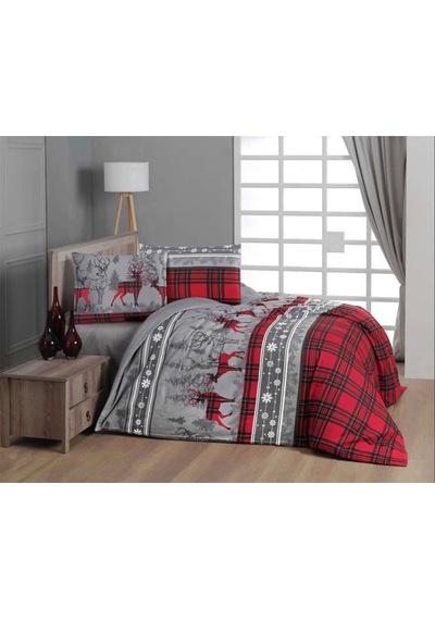 First Choice Flanel Nevresim Takımı Happiness Red Çift Kişilik Kırmızı