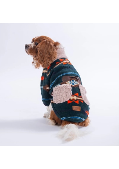 Pawstar Lacivert Chicago Ethnic Weave Küçük Irk Köpek Pofuduk Ceket