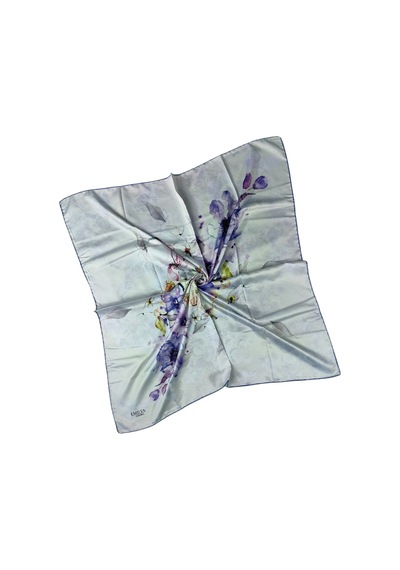 Mim Eşarp Emilya Rayon Çiçek Desenli Eşarp 90x90 Cm Mavi - Lacivert