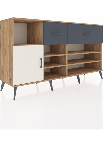 Hyperion Konsol 6 Raflı 2 Çekmeceli Tek Kapaklı 176x44x99 Çam-ay Çam-aytaşı/antrasit Hyperion Konsol 6 Raflı 2 Çekmeceli Tek Kapaklı 176x44x99 Çam-ay Çam-aytaşı/antrasit