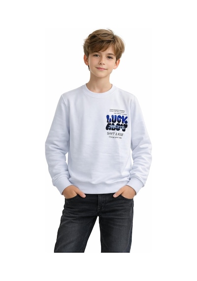 Baglan Erkek Çocuk Önü Arkası Baskılı Sweatshirt Bgl-st05237 Beyaz