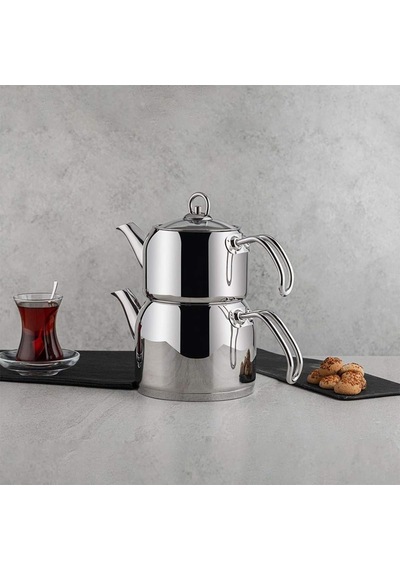 Modern Mini Küçük Boy 0.8-1.6 Lt. Paslanmaz Çelik Çaydanlık Takımı Çelik
