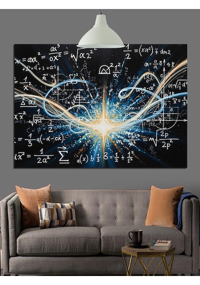 Elektrik Çizgileri Ve Matematik Formülleri Dekoratif Kanvas - Mdf Ahşap Tablo
