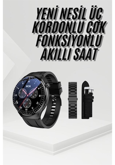 Amoled Ekran Metal Deri Silikon Kordonlu Uyku Ve Sağlık Takibi - Lisinya