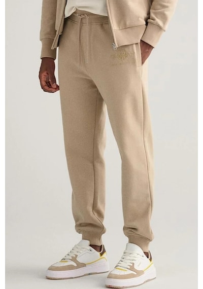 Gant Men's Regular Fit Sweatpants With Logo Beige Erkek Regular Fit Pamuk Eşofman Altı Bej