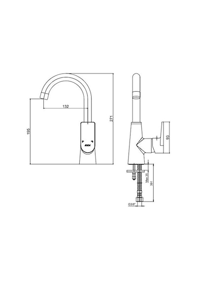 Eca Dalia Kuğu Borulu Lavabo Bataryası Pirinç Krom 102188118