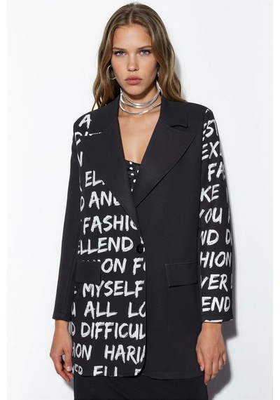 Hiccup Msn Oversize Krep Blazer Ceket Siyah