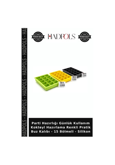 Parti Hazırlığı Günlük Kullanım Kokteyl Hazırlama Renkli Pratik Buz Kalıbı - 15 Bölmeli - Silikon Çok Renkli