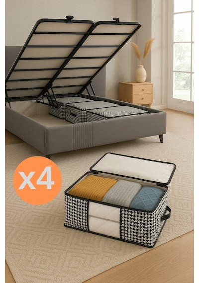 Baza Altı Uyumlu 4 Adet Lüks Pencereli Dolap Hurcu 64x45x22 Cm Siyah