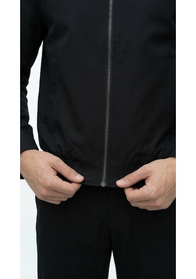 Plus Scorpion Erkek Slim Fit Bomber Fermuarlı Mont Ceket Esnek Kumaş Günlük Şık Casual Ceket Siyah