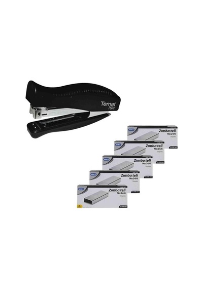 Temat Zımba Makinesi 24/6 Siyah 7500 + 5 Adet Tel