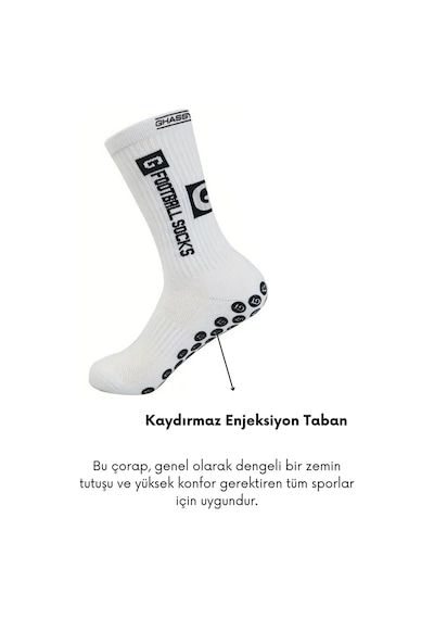 Ghassy Co. 5'li Erkek Kaydırmaz Tabanlı Futbol Koşu Fitness Pamuklu Spor Çorabı Siyah