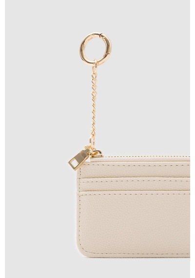 Shule Bags Nook Fermuarlı Charm Kartlık Krem