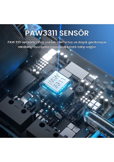 Aula Sc380 Pro Paw3311 Sensör 12000 Dpı 1000hz Kablolu Ve Kablosuz Gaming Oyuncu Mouse Siyah Sc380 Pro