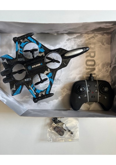 Uzaktan Kumandalı Uçak Dron Thunder Combat Mavi 2.4ghz 360 Derece Dönebilen Led Işıklı Otomati