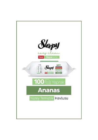 Şeylişeyler - Sleepy Ananas Yüzey Temizlik Havlusu 100 Yaprak 3 Paket beyaz