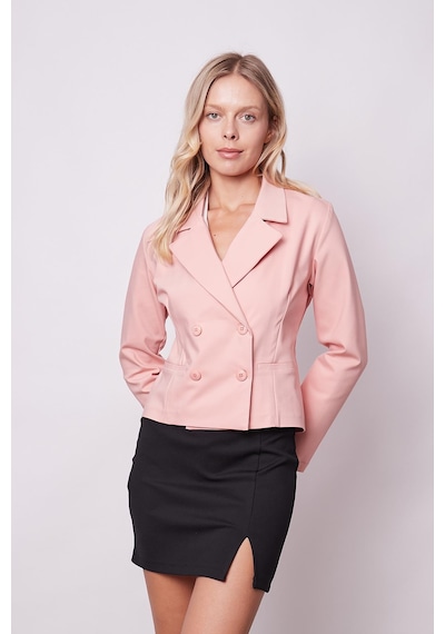 Kadın Yakalı Flato Cepli Uzun Kol Kruvaze Anvelop Hafif Likralı Kumaş Blazer Ceket-pudra Pudra Kadın Yakalı Flato Cepli Uzun Kol Kruvaze Anvelop Hafif Likralı Kumaş Blazer Ceket-pudra Pudra