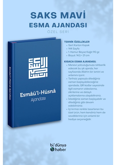 Esmaül Hüsna Ajandası- Saks Mavisi Özel Seri Çok Renkli