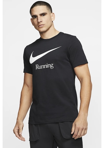 Nike Running Dri Fit Mens T-shirts Erkek Koşu Tişört Siyah Siyah