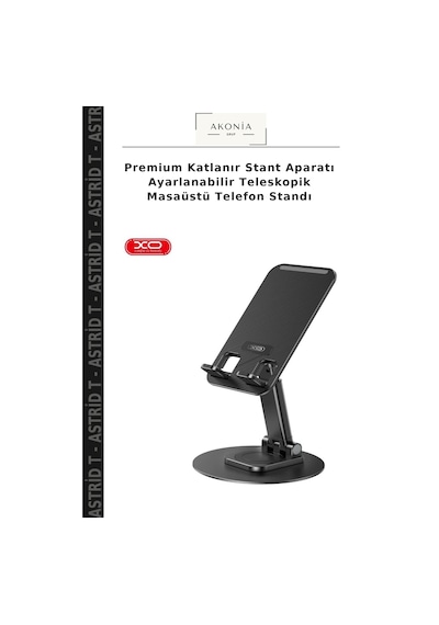 Premium Katlanır Stant Aparatı Ayarlanabilir Teleskopik Masaüstü Telefon Standı