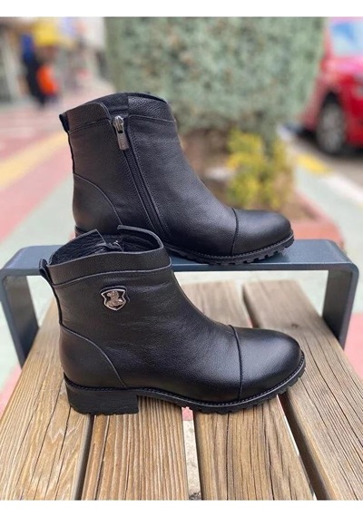 Venüs 2253409k Topuklu Fermuarlı Günlük Deri Kadın Bot Siyah