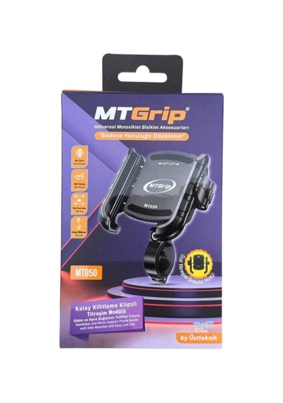 Mtgrip Mt050 Titreşim Engelleme Modüllü Gidon Ve Ayna Bağlantılı Telefon Tutucu Siyah