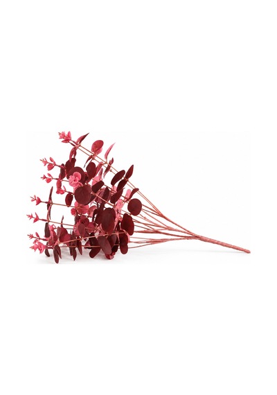 Yapay Okaliptus Demeti Dekoratif Çiçek 47 Cm Bordo Zarafet Bordo Bordo