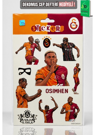 X Dekomus Lisanslı Galatasaray "victor Osimhen" Sticker Sheet Altın