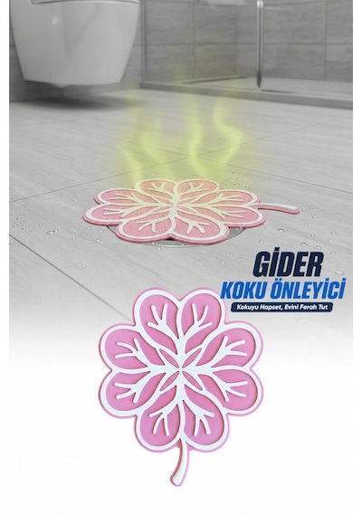 Yaprak Model Gider Koku Önleyici Silikon Mat Banyo Mutfak Balkon Lavabo Gider Kapağı 16x16cm