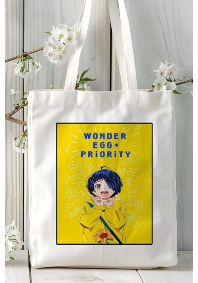 Art Hediye Wonder Egg Priority Baskılı Bez Omuz Çantası Kişiye Özel Model 2 Çok Renkli
