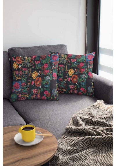 Çok Renkli Patchwork Çift Taraflı Kırlent Kılıfı Krl290n11