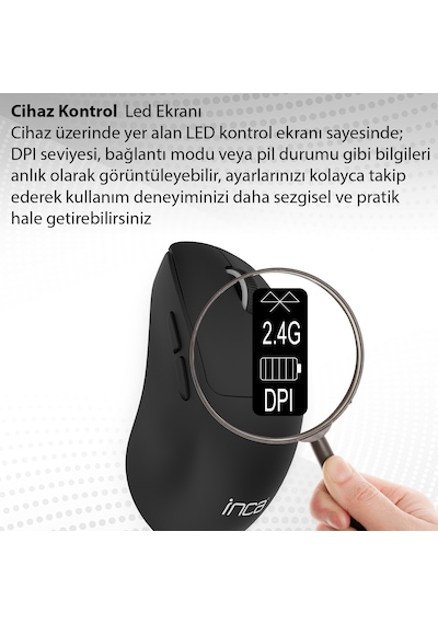 IWM-397T Kablosuz Mouse | 7D Sessiz Tuş 500mAh Şarjlı LED Gösterge Paneli 3200 DPI