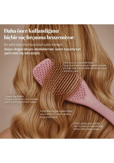 Complete Carebrush Fine Saç Bakım Fırçası Düz Ve Dalgalı Saçlar İçin Düğümleri Nazikçe Açar, Saç Derisine Masaj Yapar Pembe