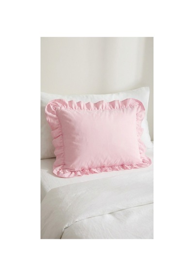 Fırfırlı Pamuklu Kumaş Yastık Kılıfı 50 X 70 Pembe - 719396431 Pembe