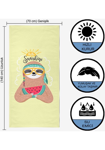 Hello Sunshine Dijital Baskılı 70x140 Cm Çocuk Plaj Havlusu