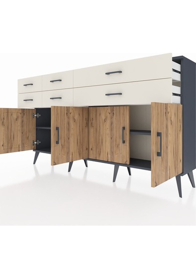Arges Konsol 3 Raflı 6 Çekmeceli 4 Kapaklı 176x30x99 Antrasit-çam/aytaşı Atlas Çam/aytası - Antrasıt Arges Konsol 3 Raflı 6 Çekmeceli 4 Kapaklı 176x30x99 Antrasit-çam/aytaşı Atlas Çam/aytası - Antrasıt