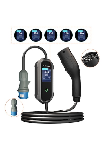 Evcharge 7.4 Kw Elektrikli Araç Şarj Cihazı 10mt Tp2 Kablolu, Ip65
