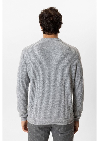 Backandbond Gri Regular Fit Desenli Bisiklet Yaka Sweatshirt