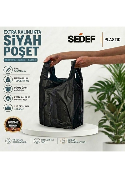 55x110 Siyah Kalın Atlet Poşet