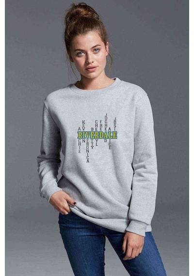 Riverdale Riverdale & Character Names Baskılı Gri Kadın Sweatshi