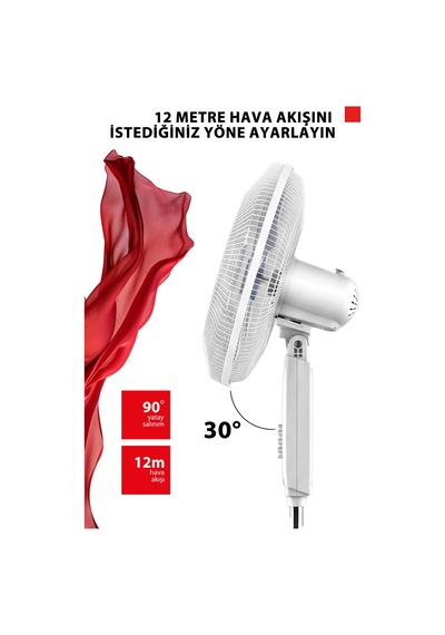 Jet Tasarımlı Beyaz 5 Kanatlı Ayaklı Vantilatör F-ase50cıs W
