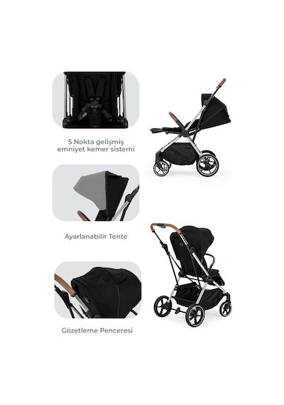 Kanz Snap Autofold Travel Sistem Bebek Arabası Darkness Black
