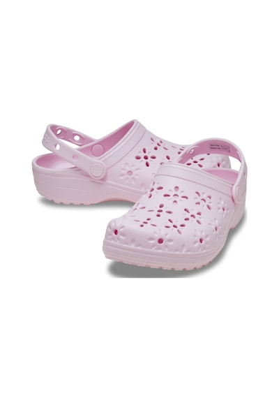 Crocs Classic Floral Cut Out Clog Kadın Terlik Pembe Pembe