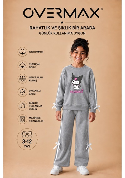 Overmax Kız Çocuk Şerit Ve Fiyonk Detaylı Kuromi Baskılı Eşofman Takımı 3-12 Yaş Gri - 930380764 Gri Overmax Kız Çocuk Şerit Ve Fiyonk Detaylı Kuromi Baskılı Eşofman Takımı 3-12 Yaş Gri - 930380764 Gri