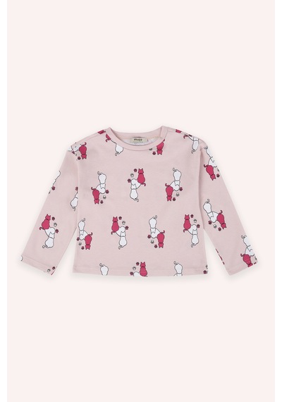 Panço Kız Çocuk Desenli Pembe Pijama Takımı