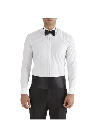 Efor Slim Fit Duble Manşet Gizli Düğme Ata Yaka Beyaz Damatlık Smokin Gömlek Gk 362 Beyaz
